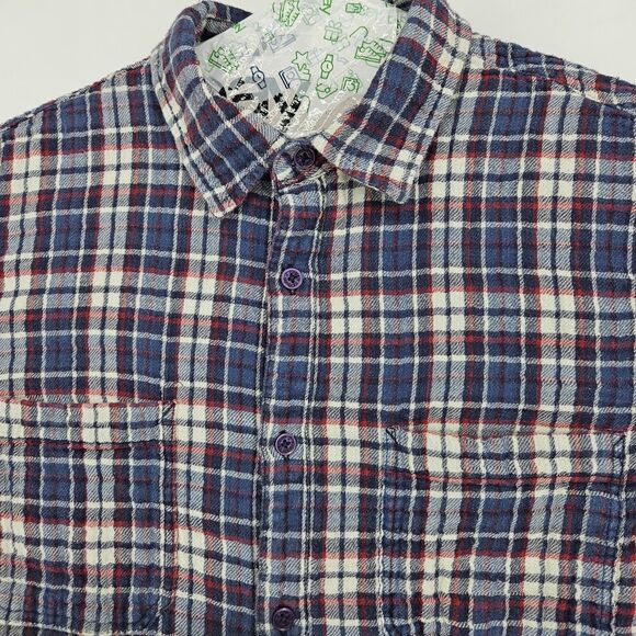 Carbon 2 Cobalt Shirt Mens Medium Button Up Long Sleeve Preppy Plaid Lined - Picture 2 of 10